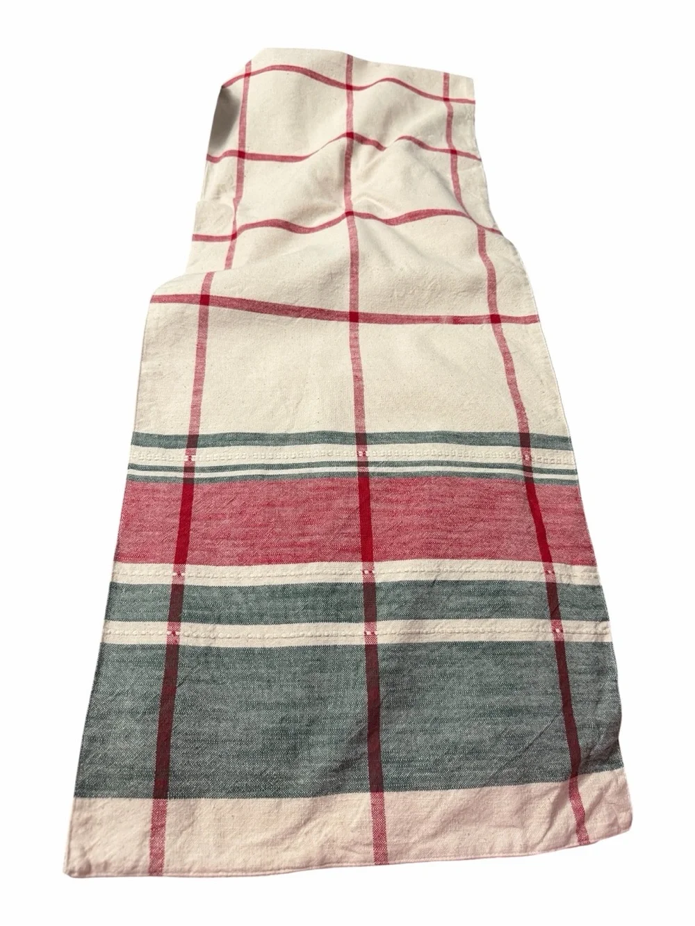 Bee & Willow Christmas Table Runner Red Green Plaid Cotton 14x72